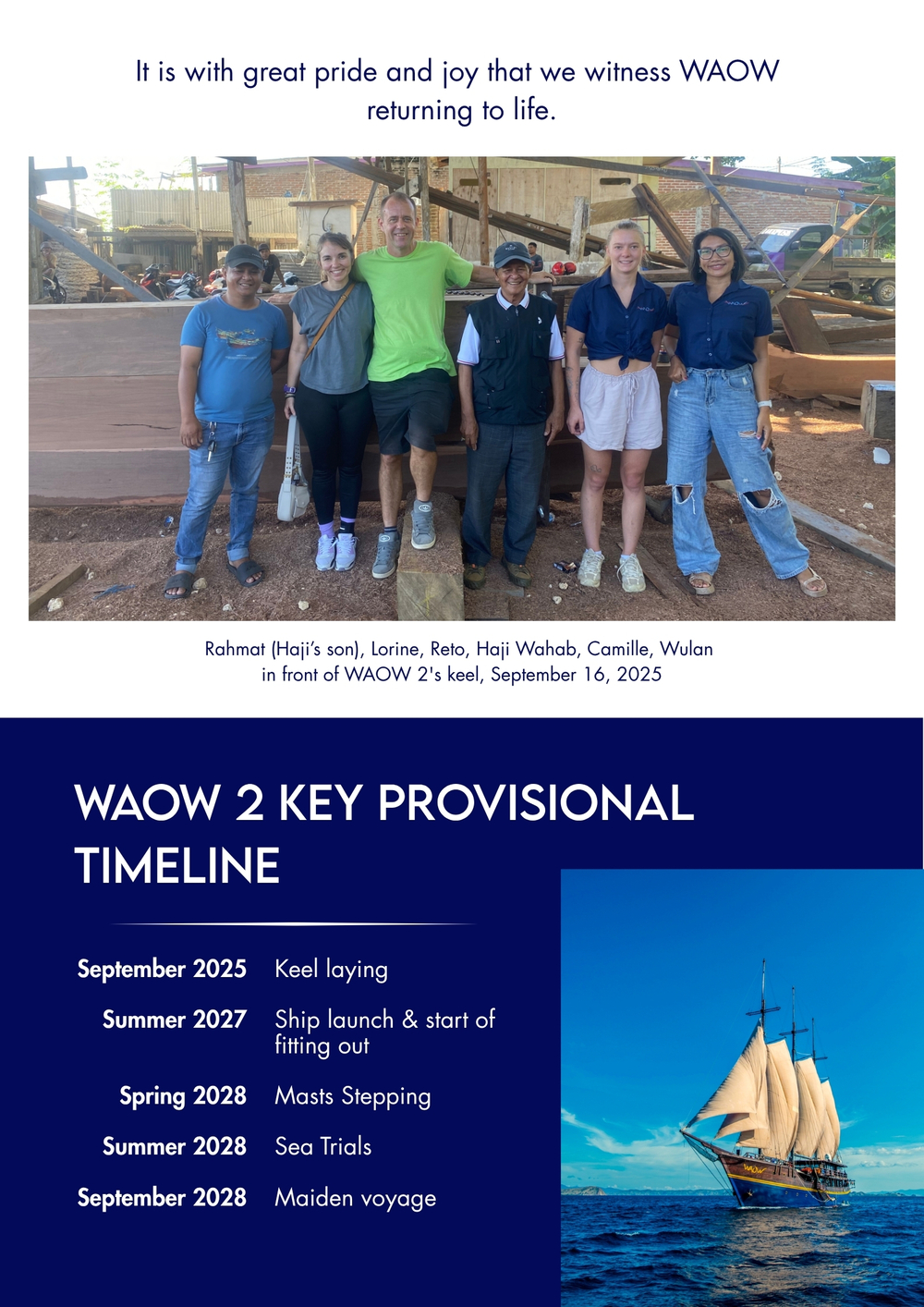 Waow 2 key provisional timeline